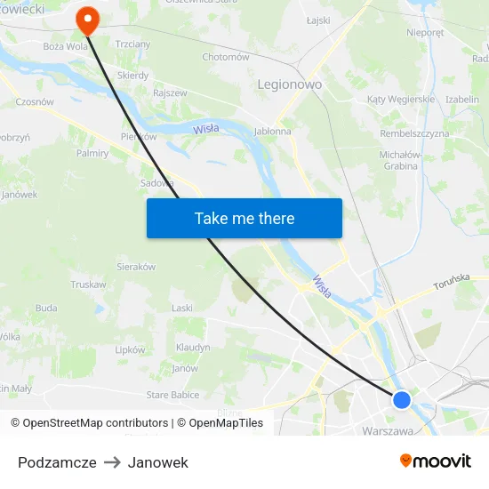 Podzamcze to Janowek map
