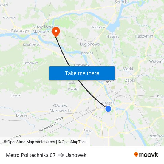 Metro Politechnika 07 to Janowek map