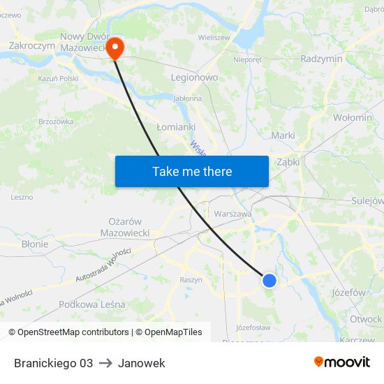 Branickiego 03 to Janowek map