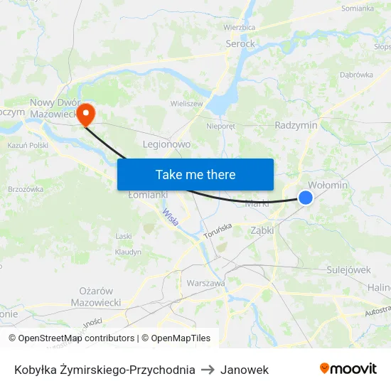Kobyłka Żymirskiego - Przychodnia to Janowek map