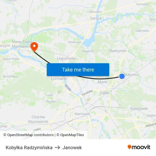 Kobyłka Radzymińska to Janowek map