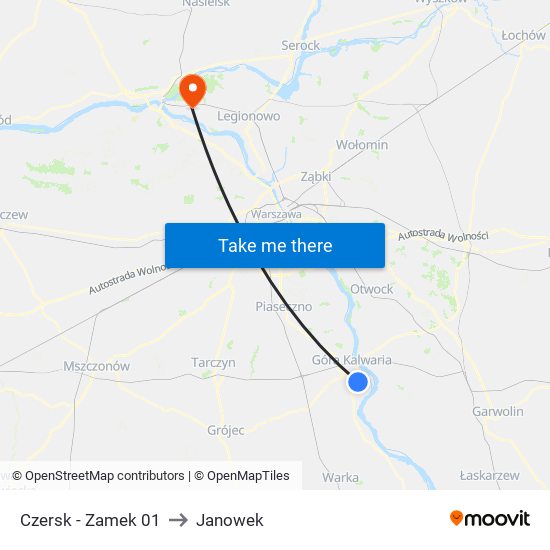 Czersk - Zamek 01 to Janowek map