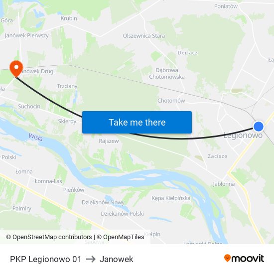 PKP Legionowo 01 to Janowek map