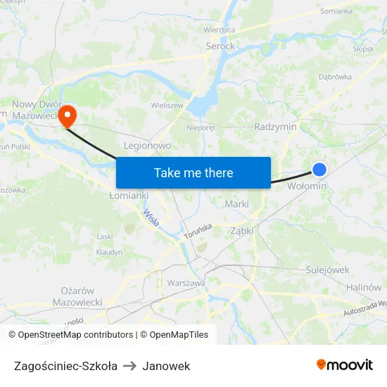 Zagościniec - Szkoła to Janowek map