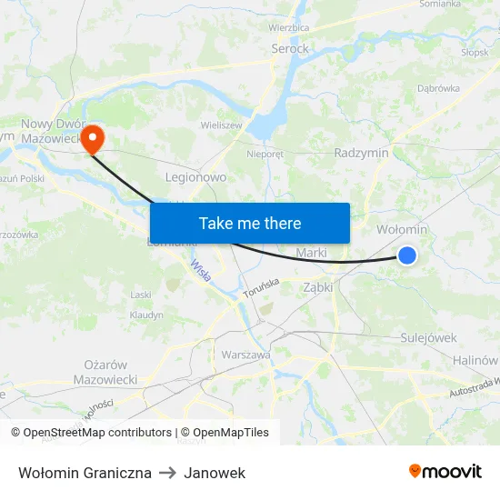 Wołomin Graniczna to Janowek map