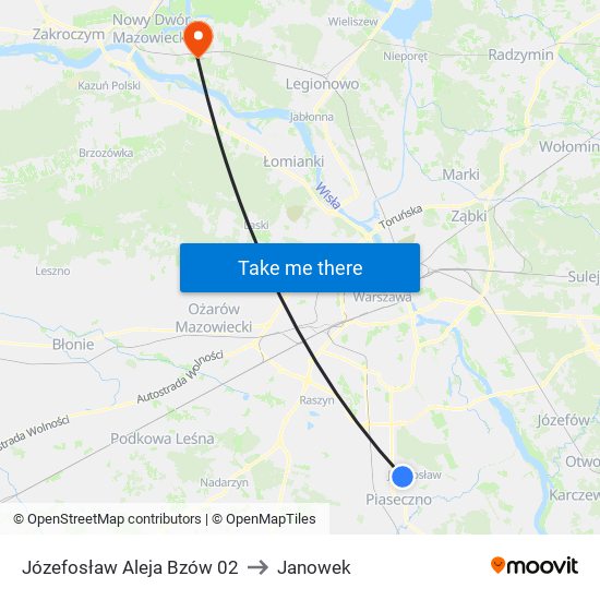 Józefosław Aleja Bzów 02 to Janowek map