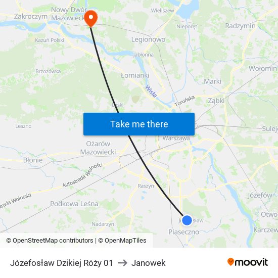 Józefosław Dzikiej Róży to Janowek map