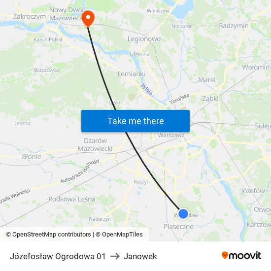 Józefosław Ogrodowa 01 to Janowek map