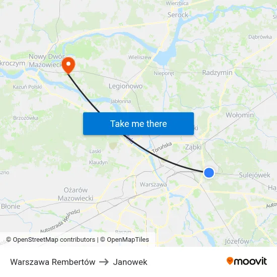 Warszawa Rembertów to Janowek map
