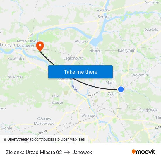 Zielonka Urząd Miasta 02 to Janowek map