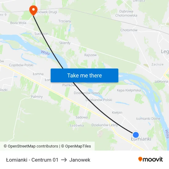 Łomianki - Centrum 01 to Janowek map