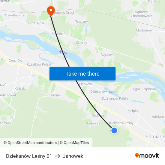 Dziekanów Leśny 01 to Janowek map