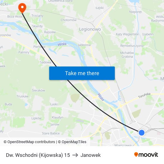 Dw. Wschodni (Kijowska) to Janowek map