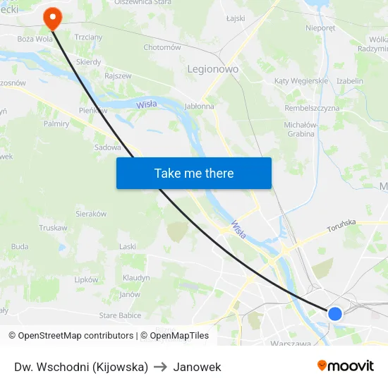 Dw. Wschodni (Kijowska) to Janowek map