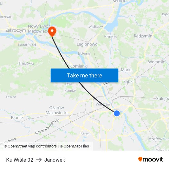 Ku Wiśle 02 to Janowek map