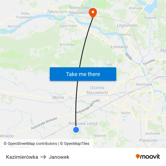Kazimierówka to Janowek map