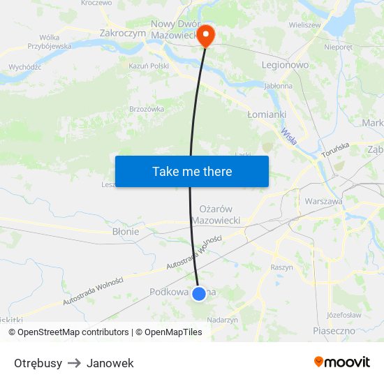 Otrębusy to Janowek map