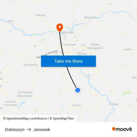 Dobieszyn to Janowek map