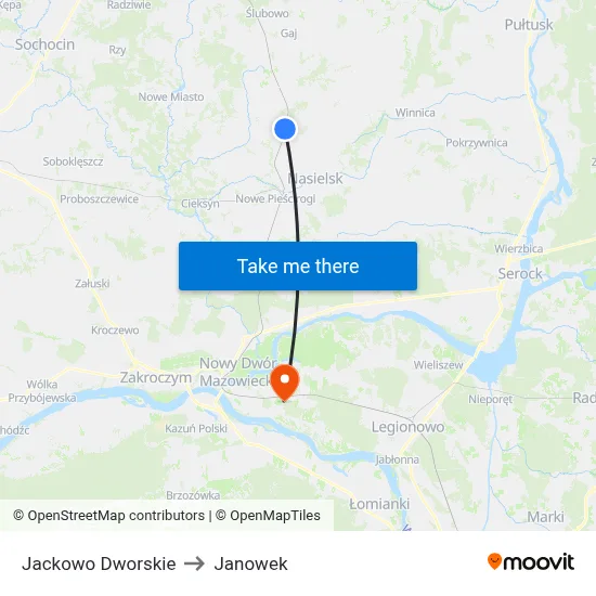 Jackowo Dworskie to Janowek map