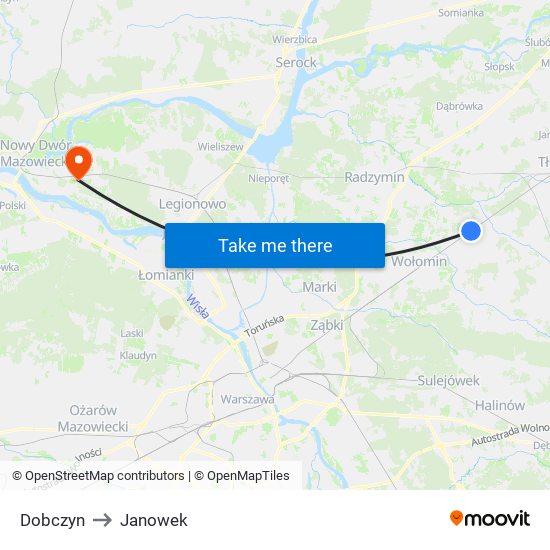 Dobczyn to Janowek map