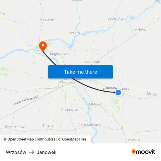 Wrzosów to Janowek map