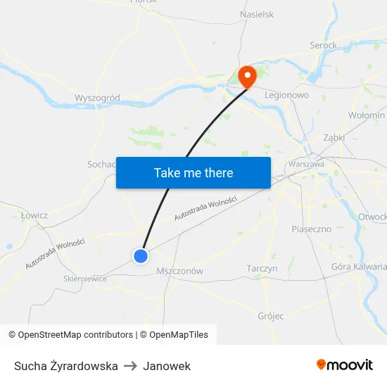 Sucha Żyrardowska to Janowek map