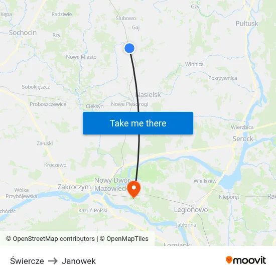 Świercze to Janowek map