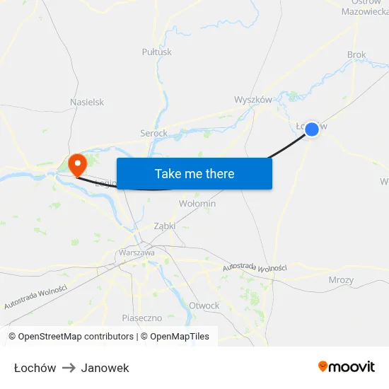 Łochów to Janowek map