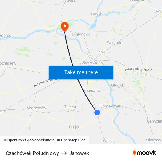 Czachówek Południowy to Janowek map