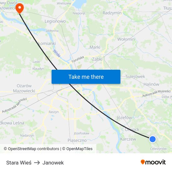 Stara Wieś to Janowek map