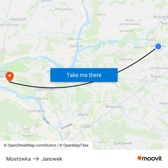 Mostówka to Janowek map