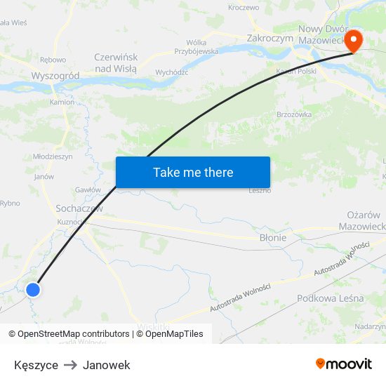 Kęszyce to Janowek map