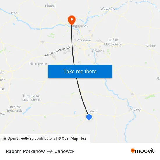 Radom Potkanów to Janowek map