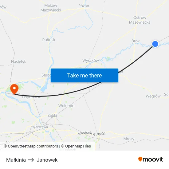 Małkinia to Janowek map