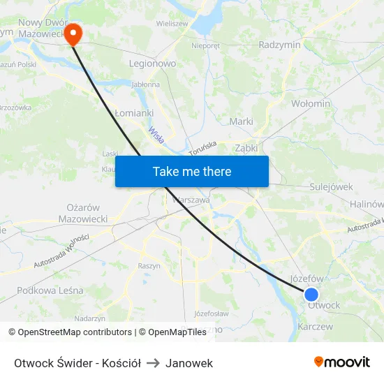 Otwock Świder - Kościół to Janowek map