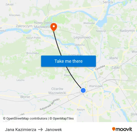 Jana Kazimierza to Janowek map