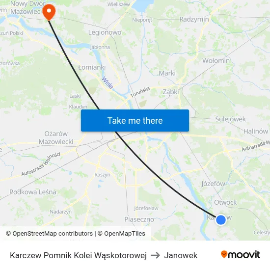 Karczew Pomnik Kolei Wąskotorowej to Janowek map