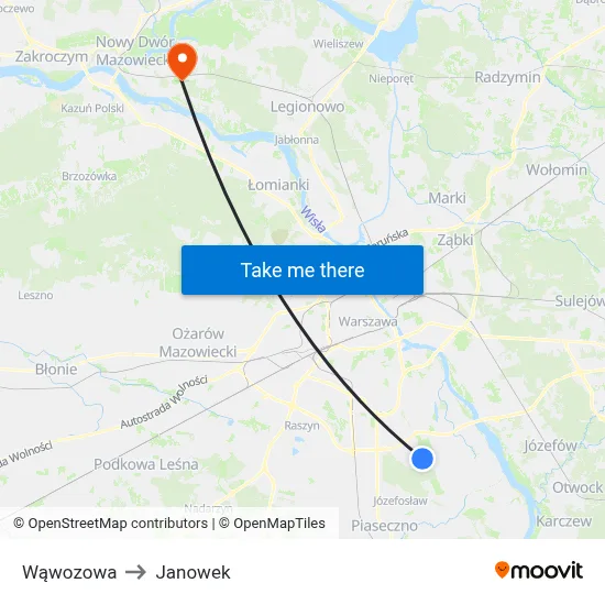 Wąwozowa to Janowek map