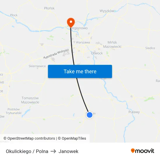 Okulickiego / Polna to Janowek map