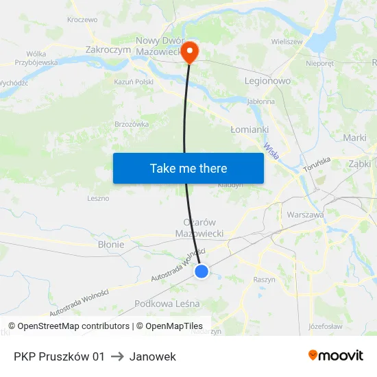 PKP Pruszków 01 to Janowek map