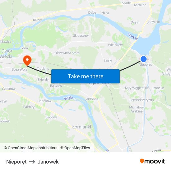 Nieporęt to Janowek map