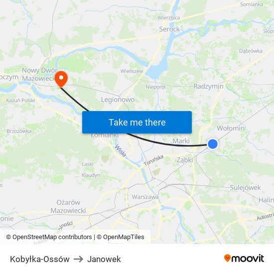 Kobyłka-Ossów to Janowek map