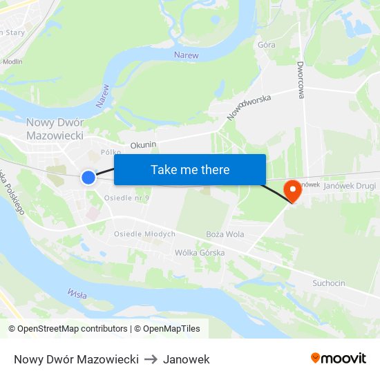 Nowy Dwór Mazowiecki to Janowek map