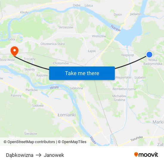 Dąbkowizna to Janowek map