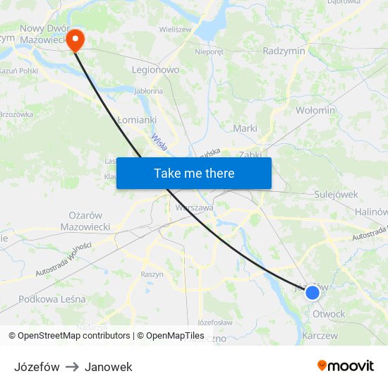 Józefów to Janowek map