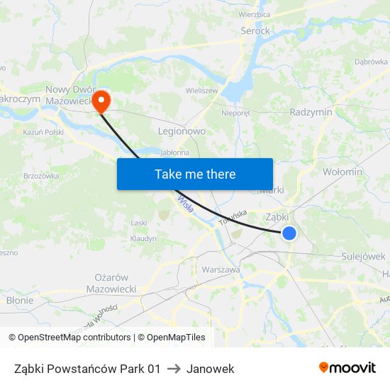 Ząbki Powstańców Park 01 to Janowek map