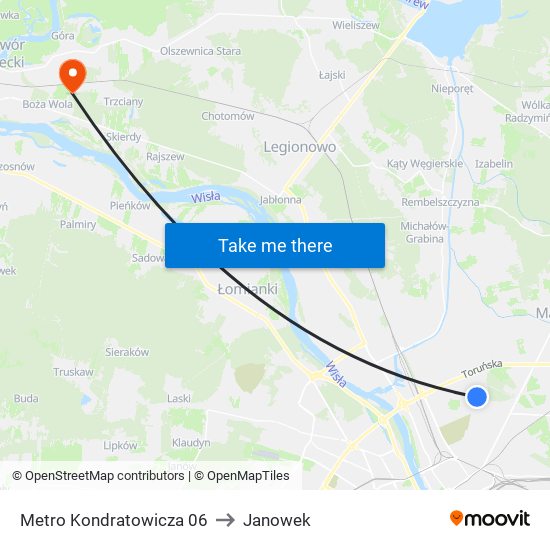 Metro Kondratowicza 06 to Janowek map