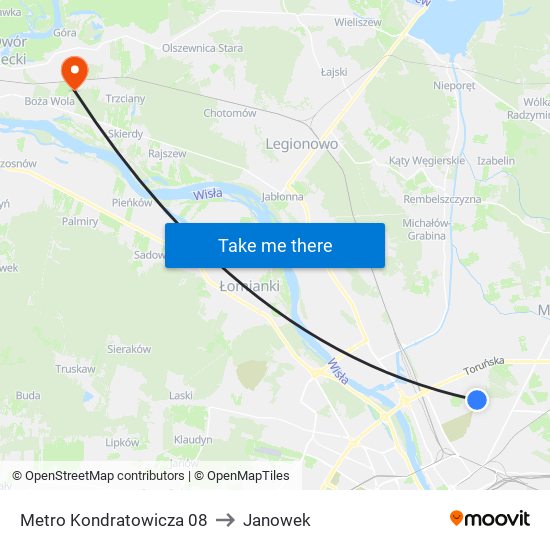 Metro Kondratowicza 08 to Janowek map