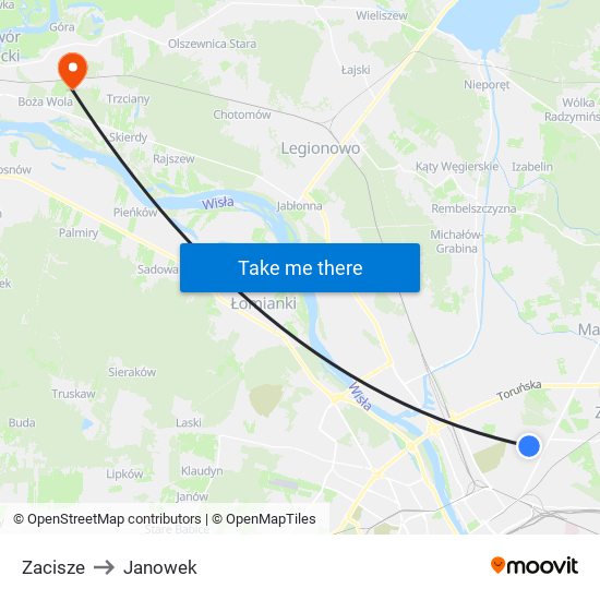 Zacisze to Janowek map