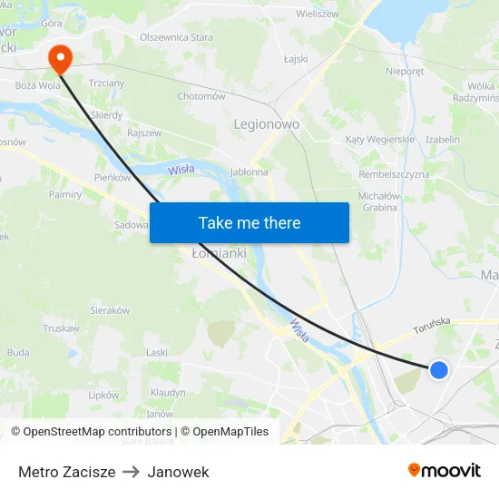 Metro Zacisze to Janowek map
